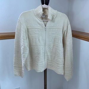 Talbots Elk Cream Zip Up Sweater
